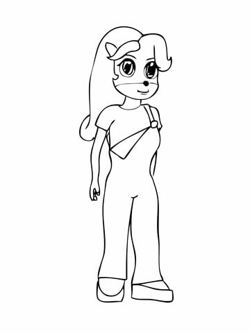 Coco Bandicoot Is Wearing Her Dungarees Coloring Page